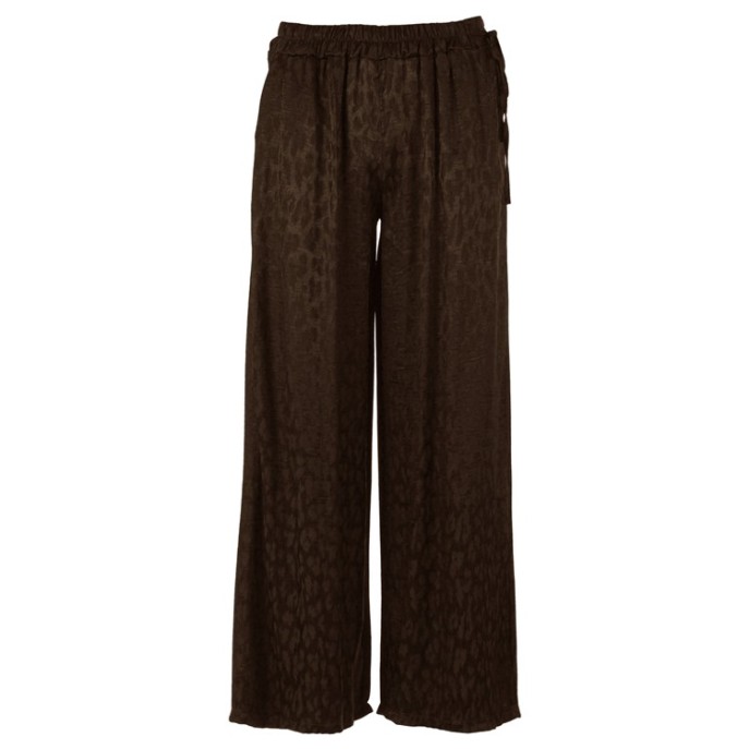Enjoy Broek satijn panter jacquard Donker bruin
